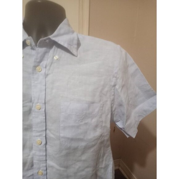 Brooks Brothers Regent Fit Short Sleeve Linen Blue Small S Original Polo Shirt - Picture 6 of 12